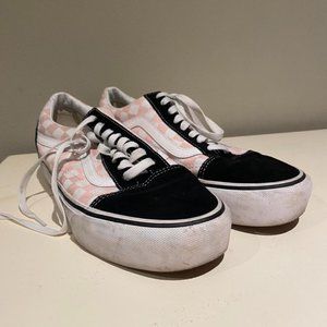 Pink and white checkered vans! With platform!!